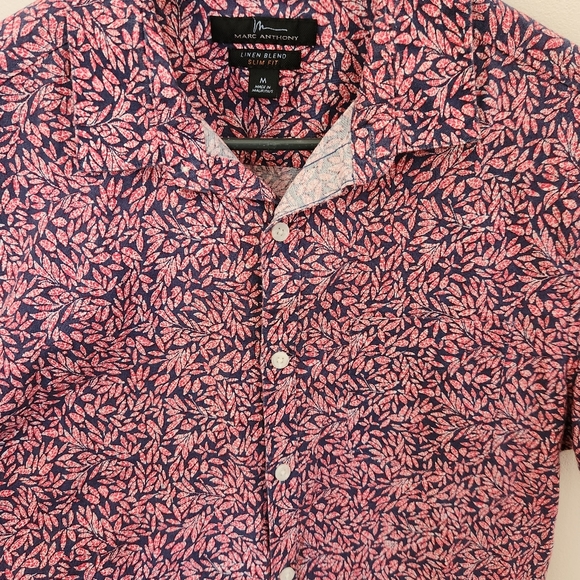 Marc Anthony Slim Fit Linen Blend Button Down SS Shirt Medium - Picture 7 of 7